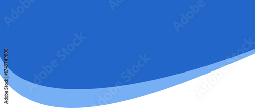 Abstract header shape. Wavy border element. Blue top form for banner. Modern divider and footer. Curved separator and headline section for poster and website