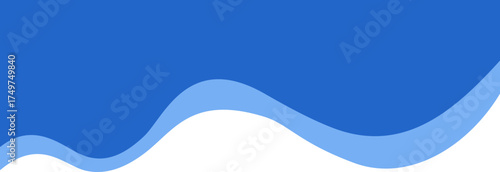 Abstract header shape. Wavy border element. Blue top form for banner. Modern divider and footer. Curved separator and headline section for poster and website