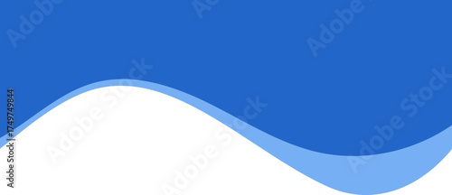 Abstract header shape. Wavy border element. Blue top form for banner. Modern divider and footer. Curved separator and headline section for poster and website