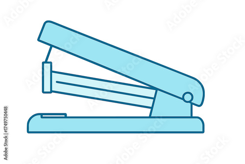 Light blue office stapler side view graphic icon for stationery and supplies
