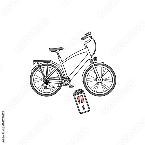Electric bicycle with detached charging battery icon