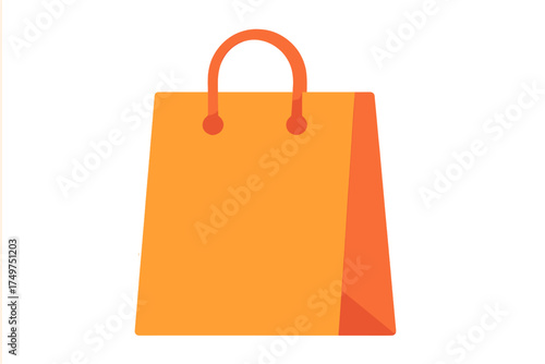 Simple orange shopping bag icon with handles
