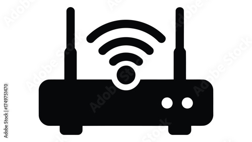 Wifi router icon with antennas isolated on white background