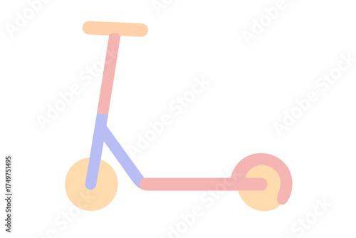 Minimalist scooter icon with soft pastel colors on a clean white background