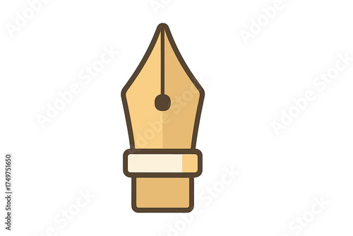 Stylized fountain pen nib icon featuring a brown outline detail