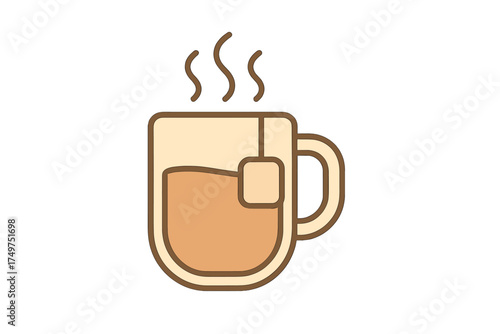 Hot beverage in ceramic mug with visible steam rising