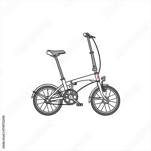 Modern folding bicycle illustration isolated on white background