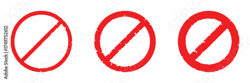 prohibition, forbidden, no, stop, warning, symbol, sign, red, circle, slash, grunge, distressed, textured, graphic, design, illustration, white background, banned, restricted, alert, caution, danger, 