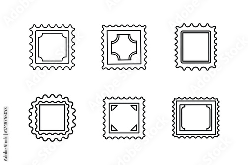 postage stamp line art vector illustration