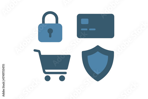 Set of icons for secure online payment and shopping transaction safety