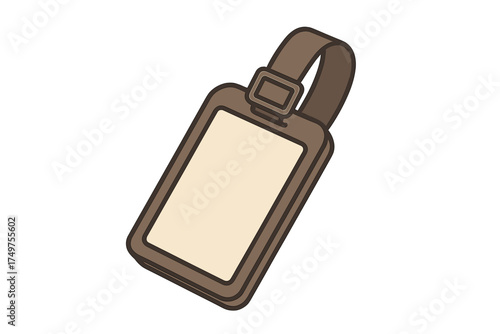 Blank brown luggage tag with adjustable strap and metal buckle