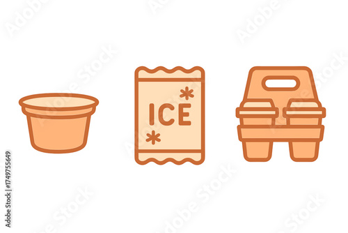 Beverage and cooling icons for drinks service and refreshment concepts
