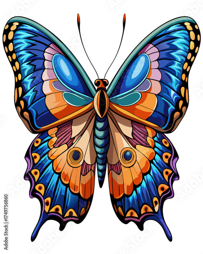 Butter fly, real print Style, white background