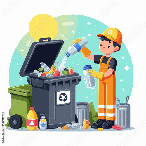 A cartoon illustration of a smiling male chef preparing and arranging grilled skewers on a wooden board with sauce.