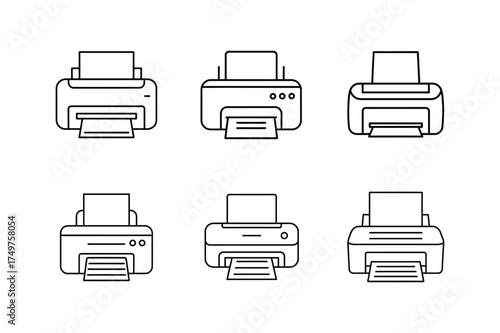 printer icon line art vector illustration design
