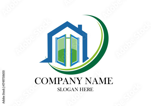 A captivating logo design featuring a stylized house with open doors, symbolizing opportunity and growth, perfect for real estate or home services