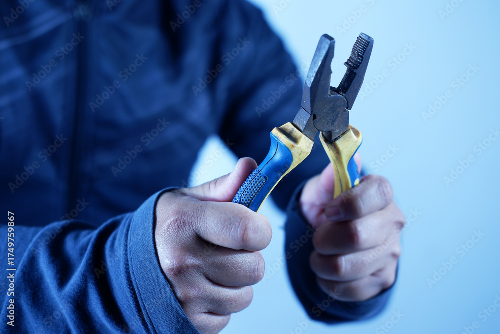Fototapeta premium Pliers are workshop equipment specifically used for holding, cutting, removing and installing work materials. There are various types of pliers, including combination pliers, pointed pliers and cuttin