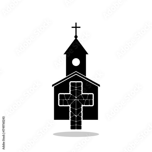Christian church house classic icon with shadow