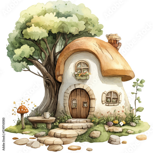 Storybook, watercolor illustration vector, isolated on a white background.