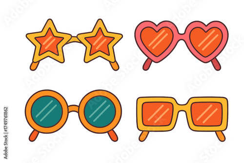 Four distinct retro novelty sunglass shapes for summer fun