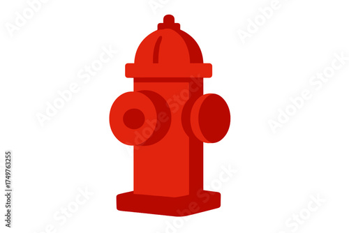 Bright red fire hydrant isometric graphic isolated on white background