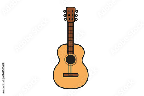 Acoustic guitar musical instrument front view simple graphic