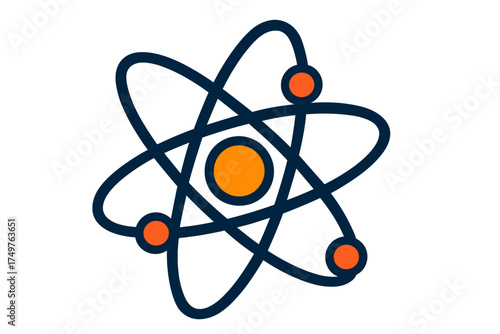 Stylized atomic structure icon with nucleus and orbiting electrons