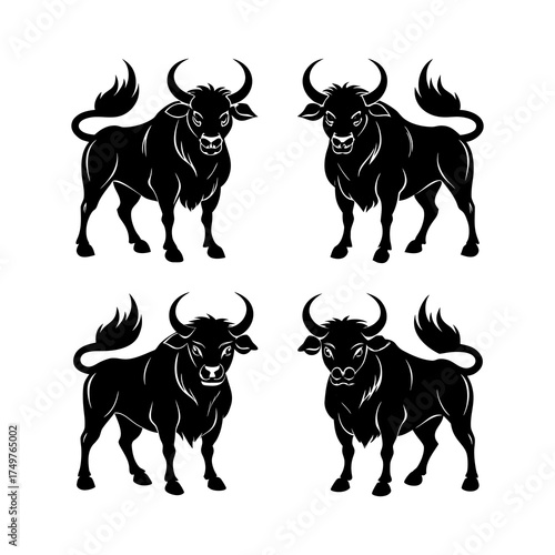 Powerful Bull Silhouettes Collection