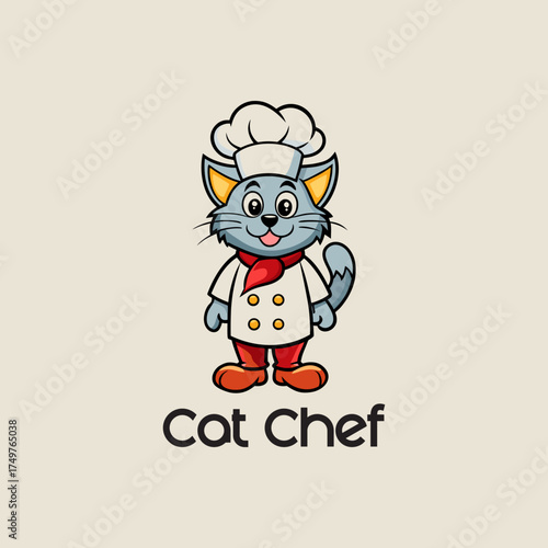 Adorable Cartoon Cat Chef Mascot