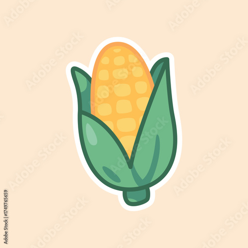 Adorable Corn Illustration with Pastel Background for Organic Food or Farm Design