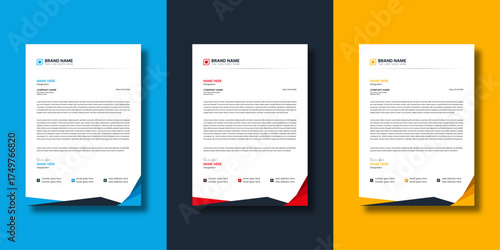 Modern corporate letterhead design, creative professional company business stationery template