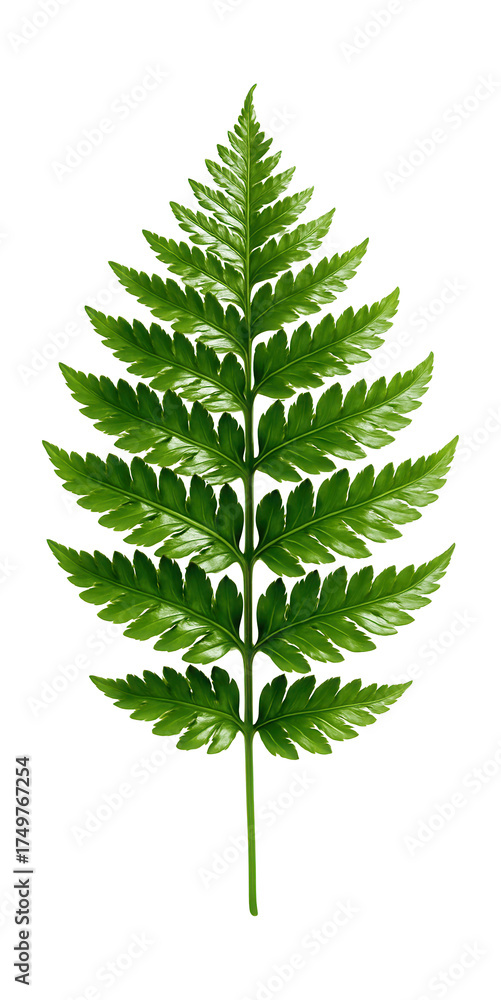Fototapeta premium Glossy ostrich fern frond featuring deeply divided leaf segments.