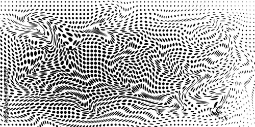 Halftone Wave Illusion, halftone background that combines wavy distortion and optical illusion