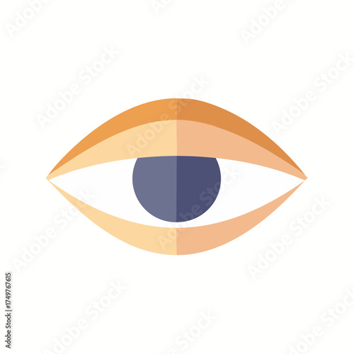 Stylized Digital Illustration of a Human Eye with Orange Eyelids and Blue Iris for Vision Concept