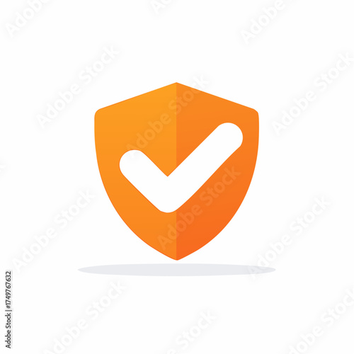 Security Shield Badge with Check Mark Symbol Confirmation Icon