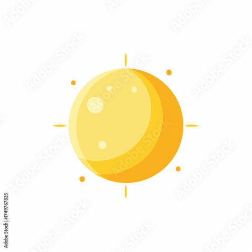 Stylized Sun with Rays and Spots Cartoon Graphic Element with Warm Yellow Tones