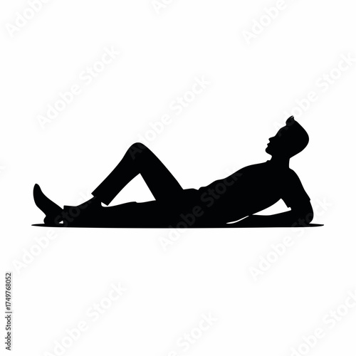 Silhouette of a man lying down looking up in a relaxed pose