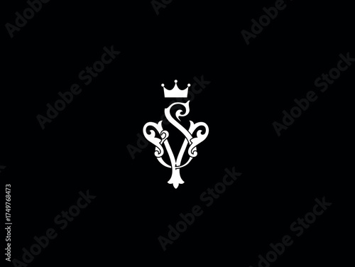 vs monogram logo, Monogram collection letter vs with crown, interlock, modern style good for brand, clothing, apparel, streetwear, baseball, basketball, football, minimalist