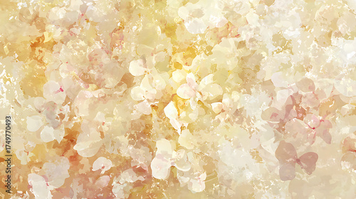 A painting of flowers with a yellow background