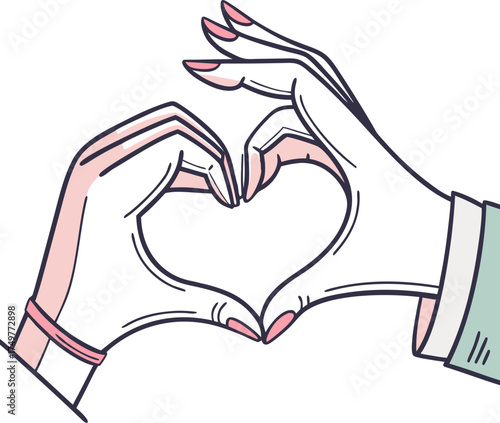 3D cartoon hands forming a heart shape, symbolizing love, unity, compassion, and care, smooth realistic vector icon.