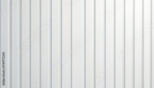 Clean white vertical board and batten siding texture. Contemporary building facade detail forms geometric pattern. Minimalist residential exterior wall surface.