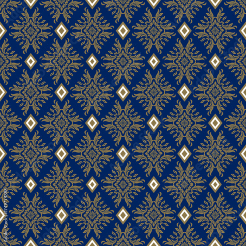 Classic Damask Seamless
Pattern - Vector Illustration for Elegant Textile
Design,Damask,Jacquard loom, Brocade, Satin weave,ethnic, geometric, textile, fabric, motif, retro,
