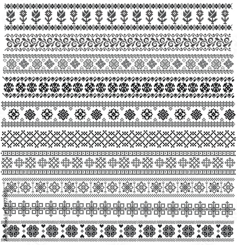 Sami vector seamless pattern Ornamental Borders Lapland folk art