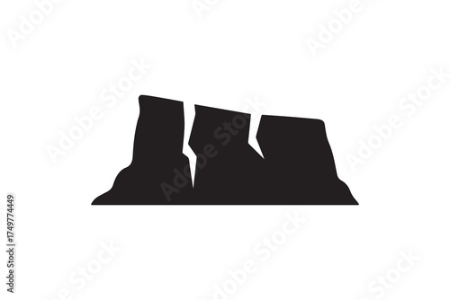 Jagged Rock Formation Silhouette Simple Rugged Mountain Silhouette