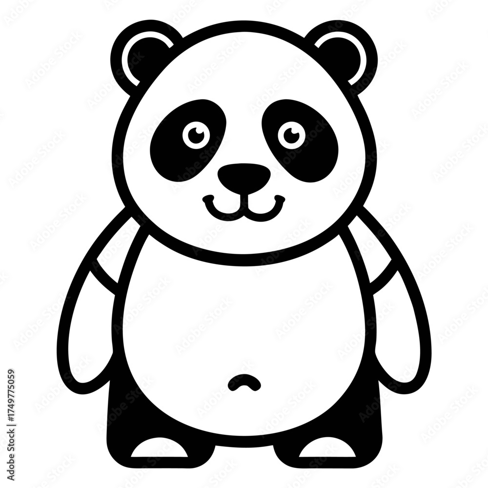 Fototapeta premium Panda outline vector on white background 