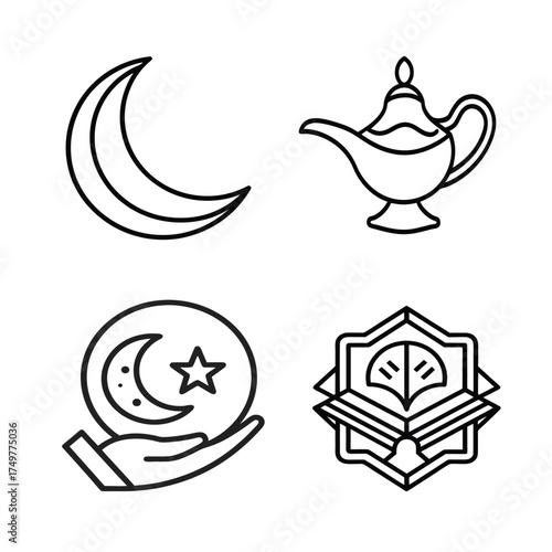 Eid bundle vector icon set