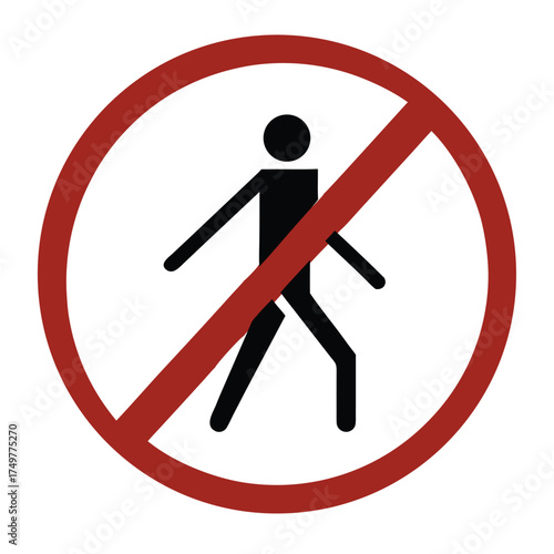 No pedestrian sign outline vector icon