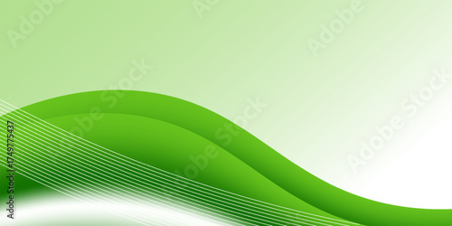 Abstract White and Green wave wide background banner modern arts