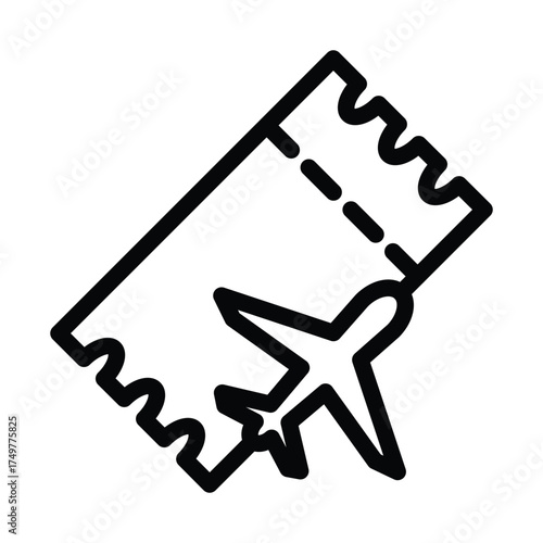 airplane ticket outline icon vector design good for web or mobile app