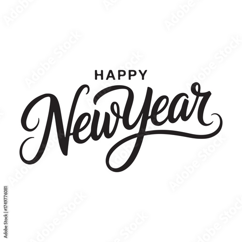 Vector art of happy new year calligraphy text